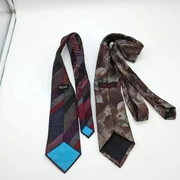 2 Maroon 80s vintage Ties BJ Ernst and John Weitz - Picture 2 of 4